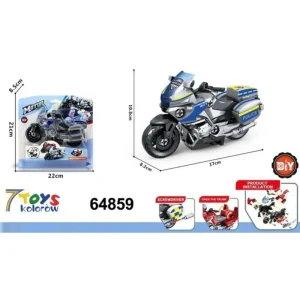 Zabawkowy Motocykl Policyjny DIY 17cm Metalz Toys ze Śrubokrętem Ostatnie sztuki