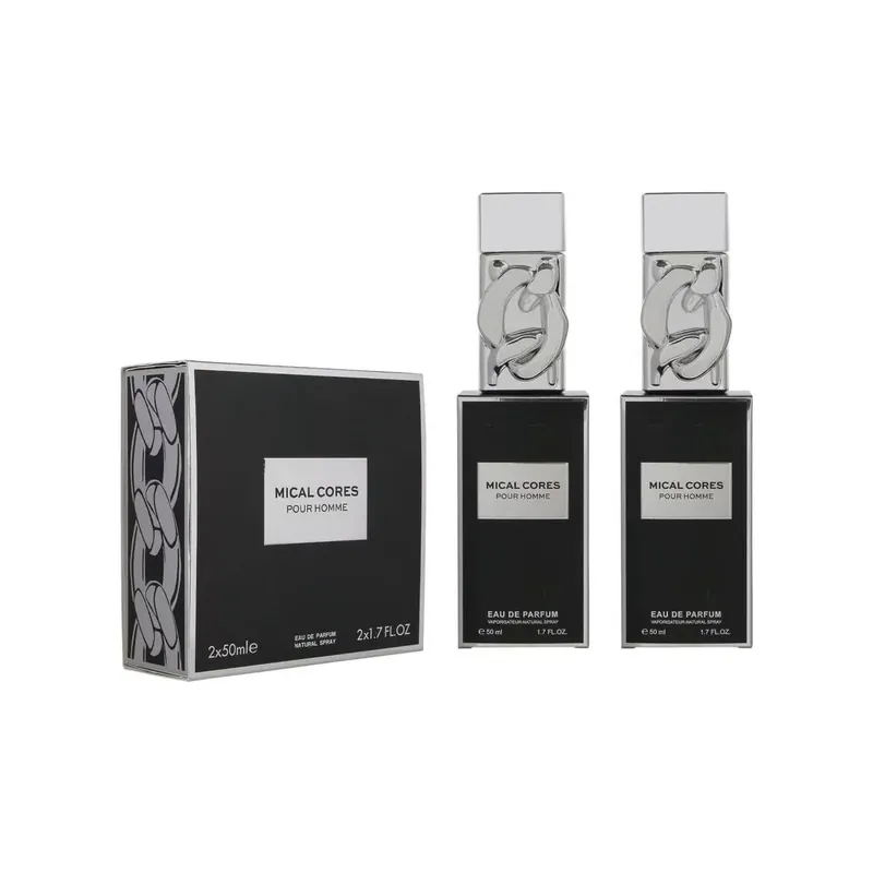Zestaw Perfume Mical Cores 2x50ml Pour Homme z motywem łańcucha Nowy