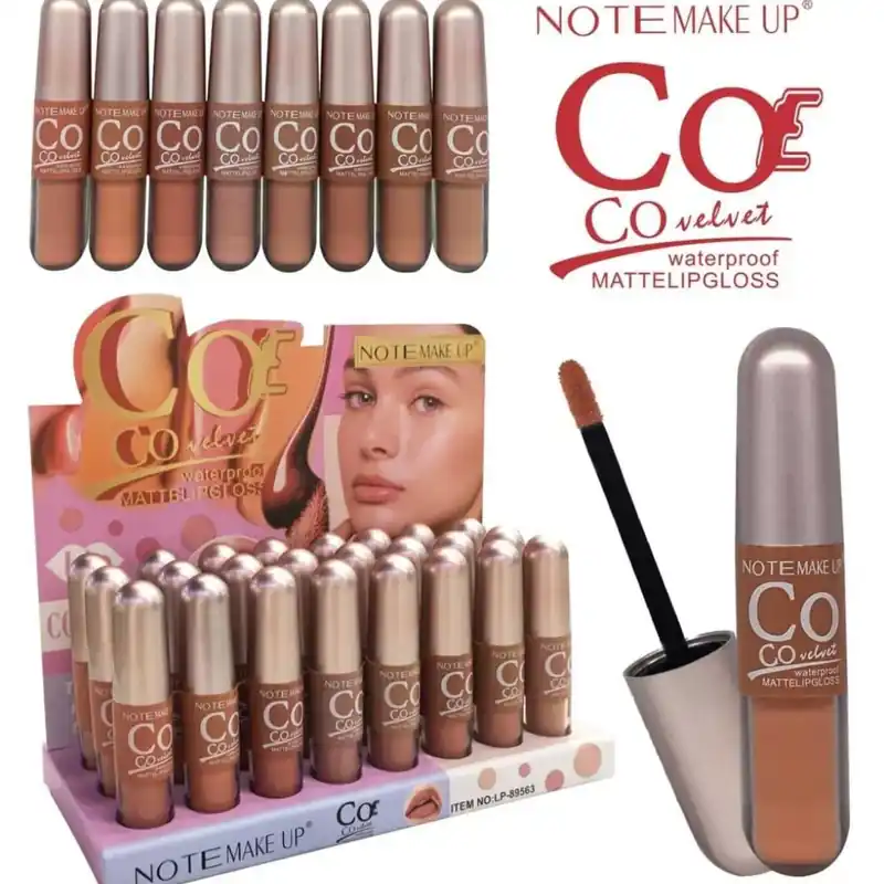 Matte Lip Gloss Note Make Up COCO Velvet Wodoodporny 48 szt. Wyprzedaż