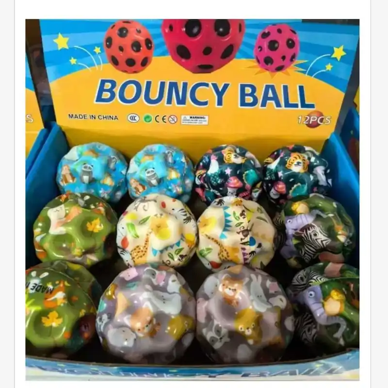 Tylko do końca tygodnia Piłka Bouncy Ball - Piłeczka Kauczukowa Wzór Zwierzęta 12szt