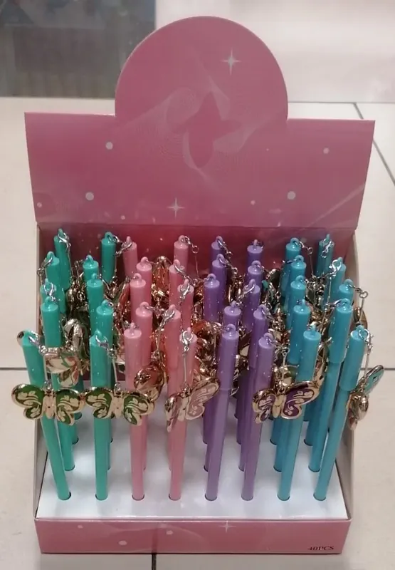Wyjątkowa oferta Długopis dla Dzieci z Zawieszką Motyl, Mix Kolorów, 40 szt.