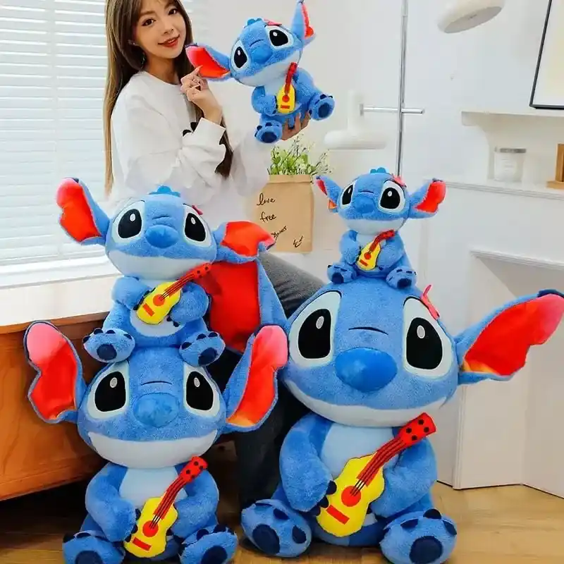 Dostępne od ręki Maskotka Pluszowa Stitch 40cm z Gitarą - Niebieski Pluszak