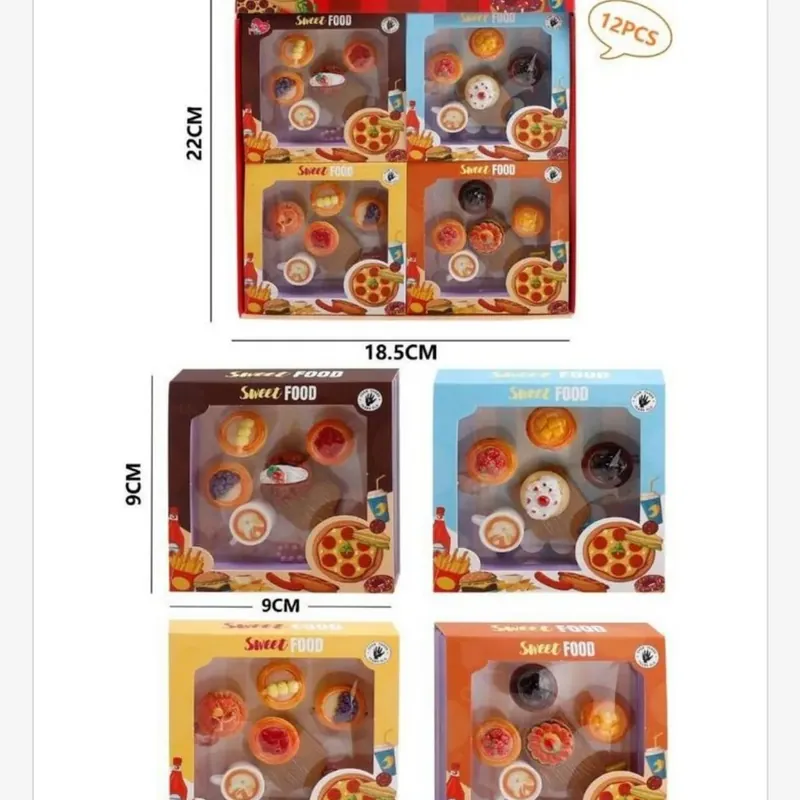 Naklejki Sweet Food 3D Zestaw Miniatur Jedzenie 9x9cm 12szt Popularny