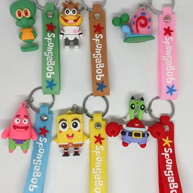 Taniej Brelok do Kluczy SpongeBob Postacie 3D z Paskiem Silikonowym
