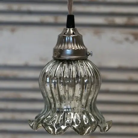 Szklana Lampa Chic Antique Tulipan Srebrna Do wyczerpania zapasów