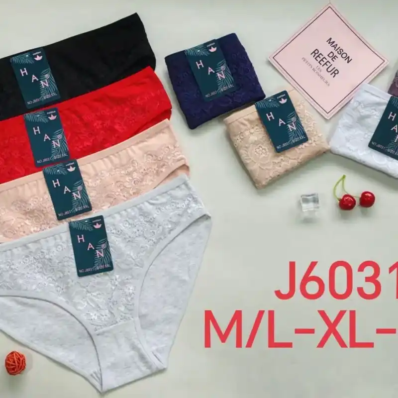 Szybka dostawa Majtki damskie bawełniane z koronką HAN J6031 mix kolorów M-2XL