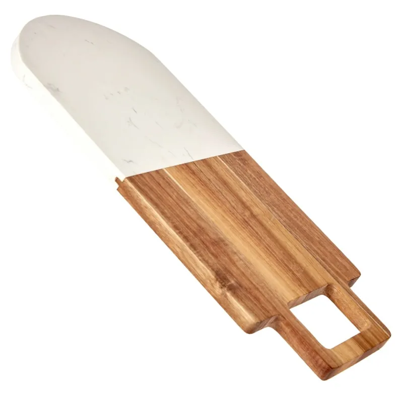 Deska do krojenia z uchwytem biały marmur 38x18 cm Nie przegap