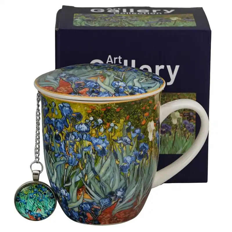 Premium Kubek z zaparzaczem i zawieszka IRISES Van Gogh 400 ml