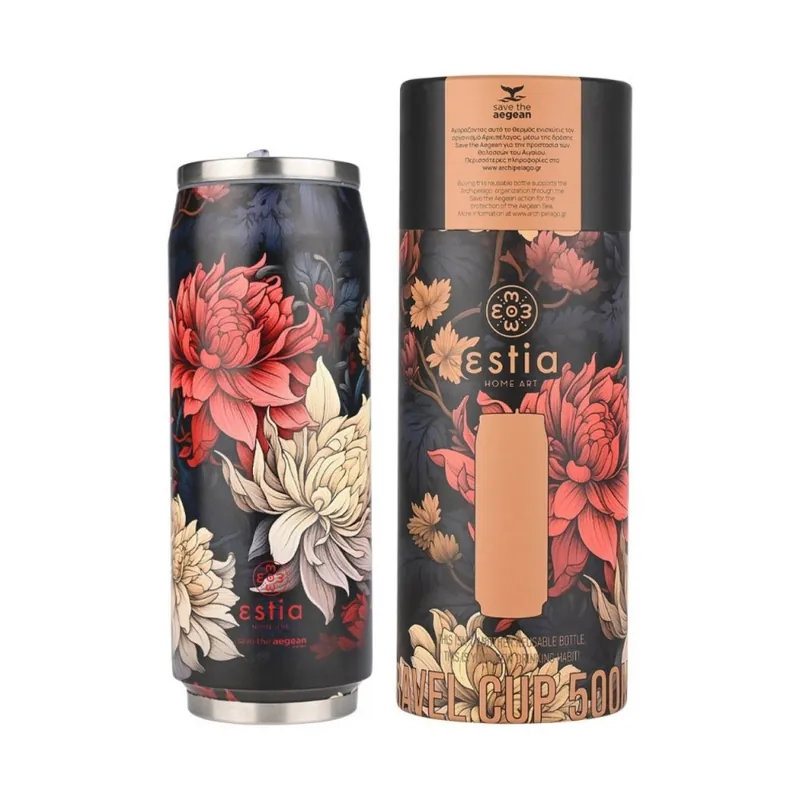 Kwiatowy kubek termiczny ze słomką 500 ml Midnight Blossom Łatwy zwrot