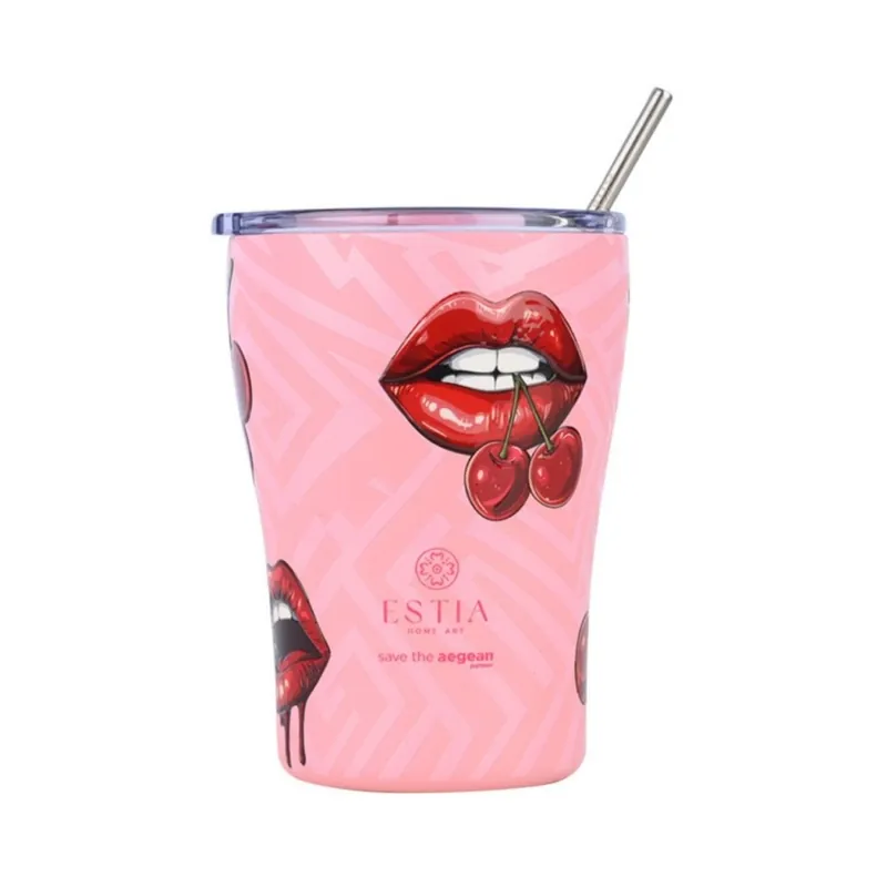 Kubek termiczny ze słomką 350 ml Blush Pop Tani