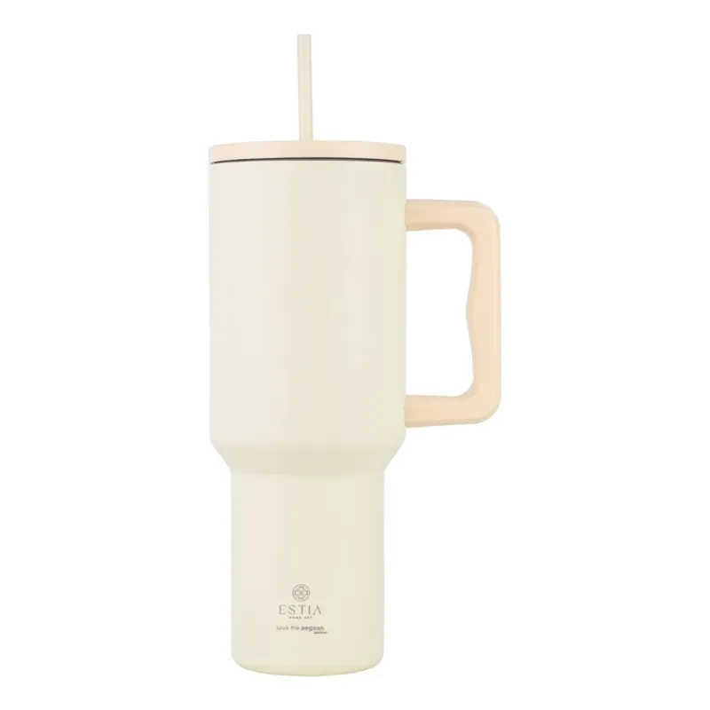 Kubek termiczny ze słomką 1200 ml Lily White Ograniczona ilość