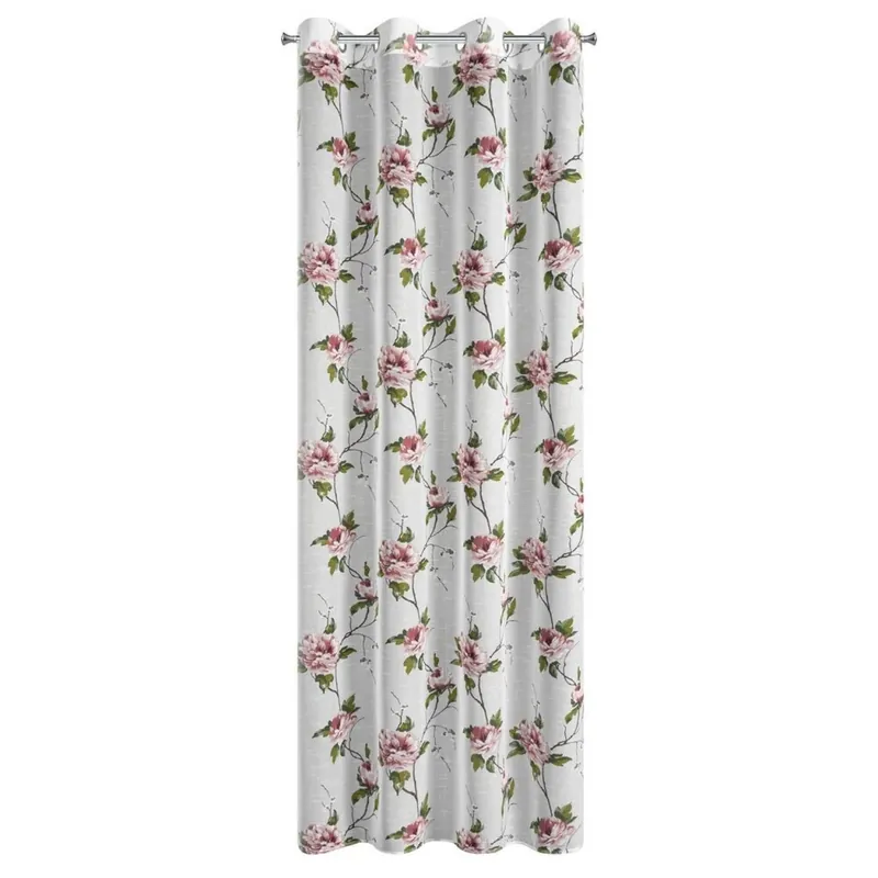 Zasłona gotowa RUTH 135x250 cm etamina biała wzór pnących kwiatów Promocja