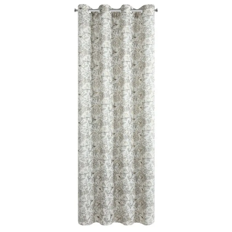 Zasłona gotowa LUCINA2 140x250 cm z lnem nadruk botaniczny Obniżka ceny