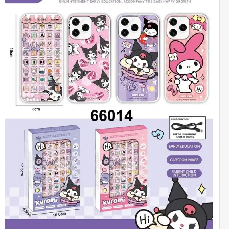 Dostępne od ręki Zabawki Telefon Kuromi 16x8cm Interaktywny USB 12szt Mix