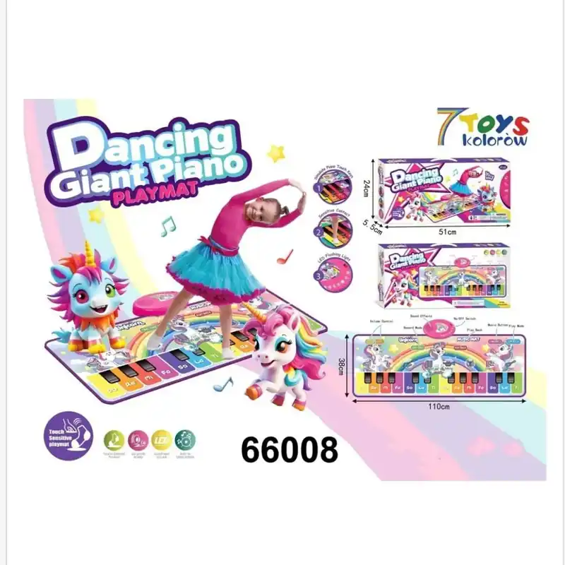 Mata Muayczna Dancing Giant Piano Playmat Jednorożec 110x38cm LED Hit sprzedaży