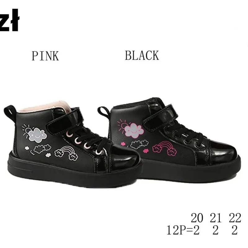 Buty Sportowe Dziecięce Apawwa TC830 Rozmiar 20-25 Czarne z Haftem Zniżka