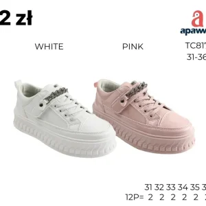 Buty sportowe dziecięce Apawwa TC817 WHITE/PINK 31-36 z łańcuszkiem Tylko do końca tygodnia