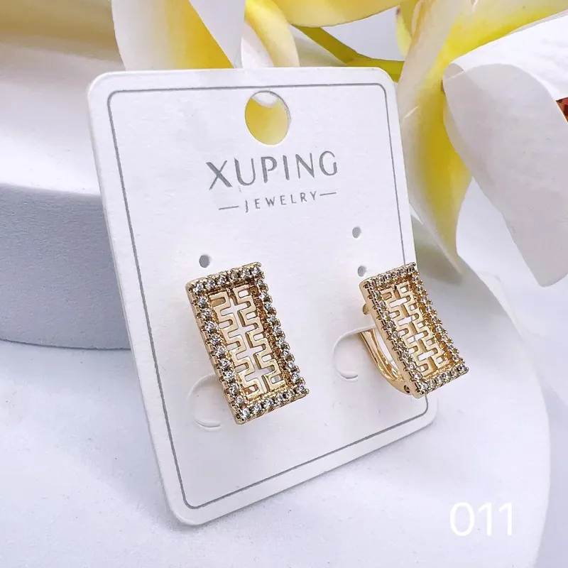 Darmowa dostawa Kolczyki damskie Xuping Jewelry klipsy złote z cyrkoniami