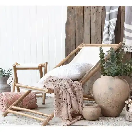 Wybór klientów Leżak Ogrodowy Bambusowy Lyon Chic Antique B