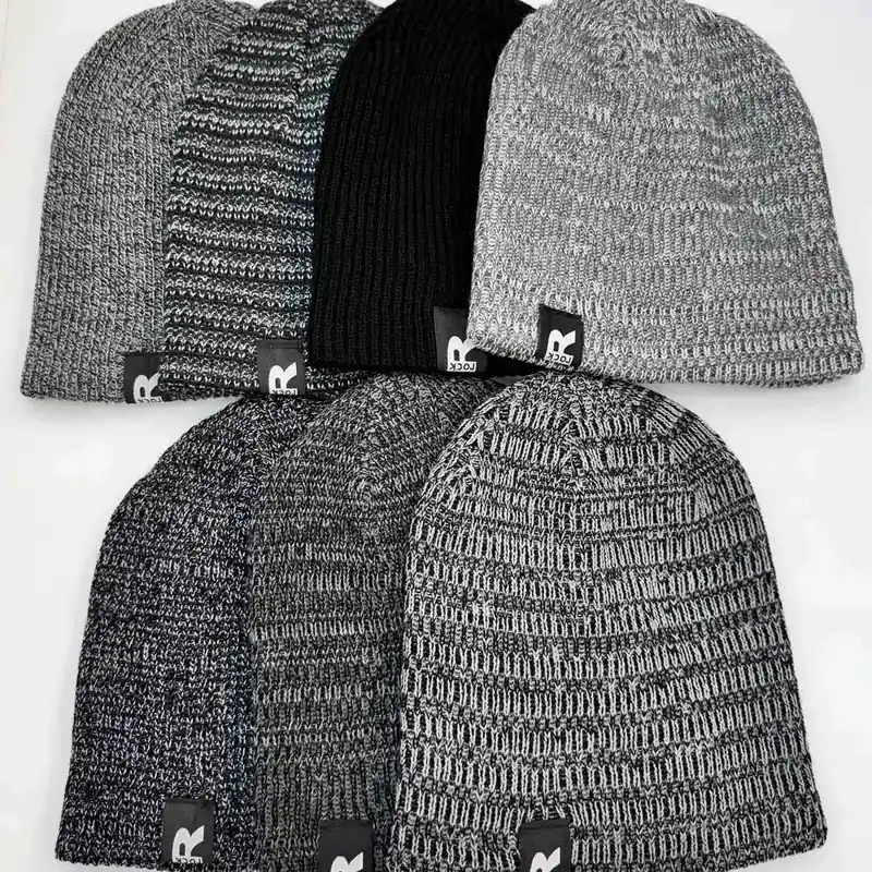 Czapki męskie beanie melanż szary/czarny, 12 szt Sprawdź teraz