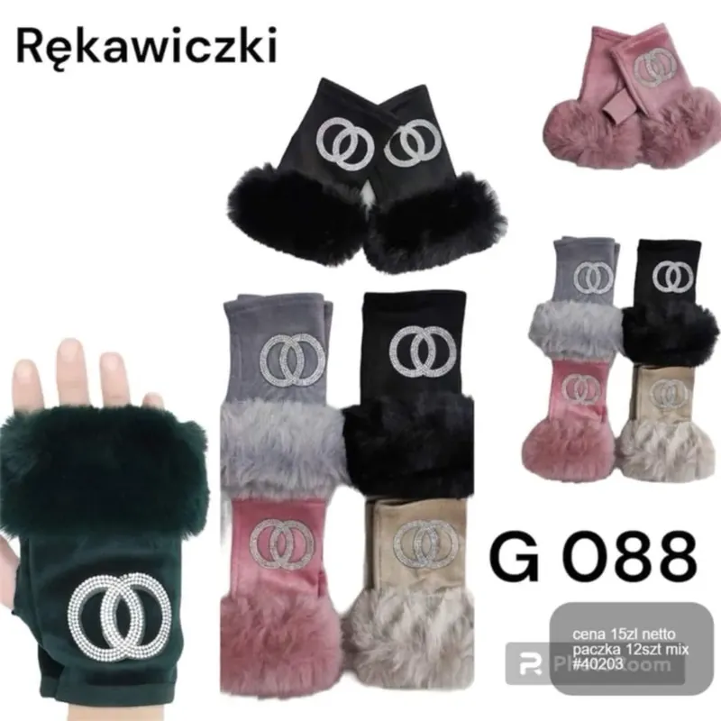 Rękawiczki damskie futrzane G0888 mix kolorów Do wyczerpania zapasów