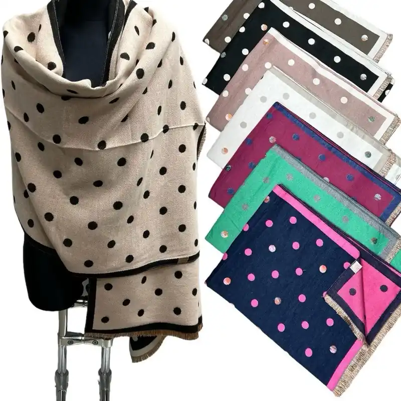 Szale damskie w kropki Viscоза wool C82472 Nowy