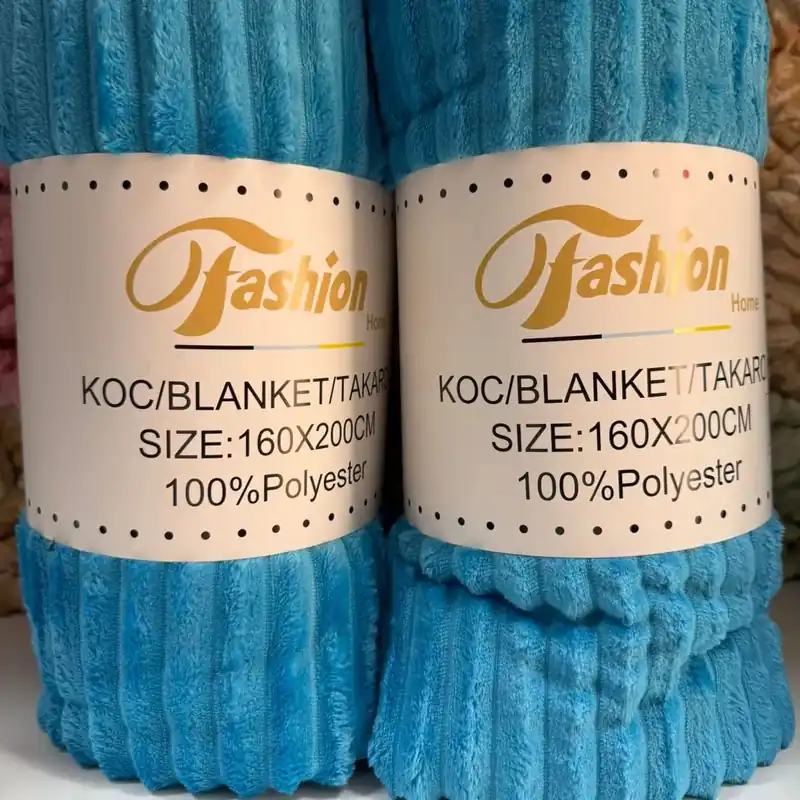 Premium Koce 160x200 cm turkusowe 100% poliester