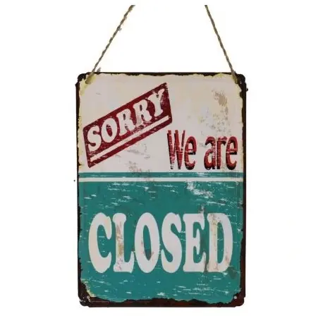 Rabat Metalowa Tabliczka Retro Closed