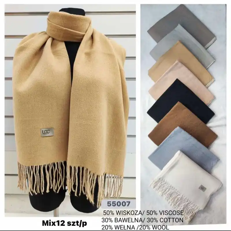 Szaliki damskie mix 12 szt 55007 50% wiskoza 50% viscose Tani