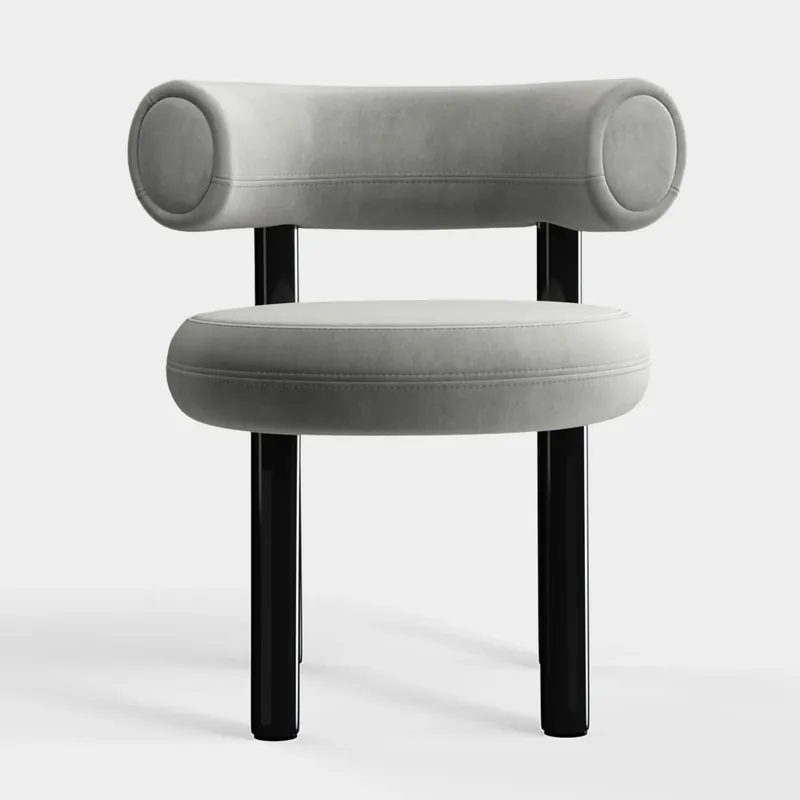 Ostatnie sztuki Krzesło Fat Black Steel - Silver Velvet Tom Dixon