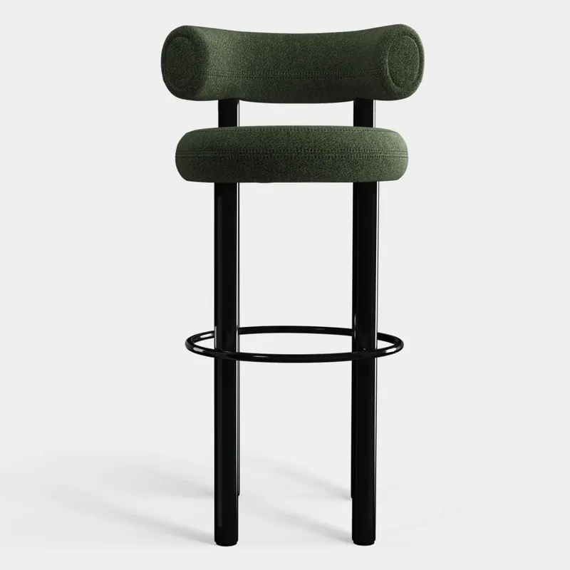 Najlepsza cena Krzesło Barowe Fat Black Steel - Forest Boucle Tom Dixon