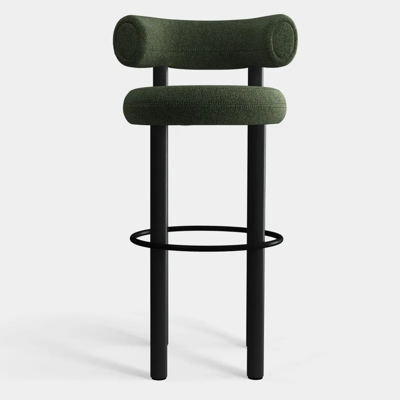 Ostatnie sztuki Krzesło Barowe Fat Black Wood - Forest Boucle Tom Dixon