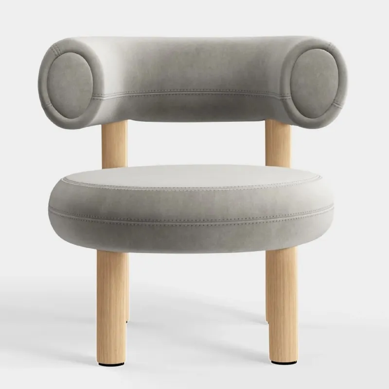 Nowość Fotel Fat Natural Wood - Clay Velvet Tom Dixon