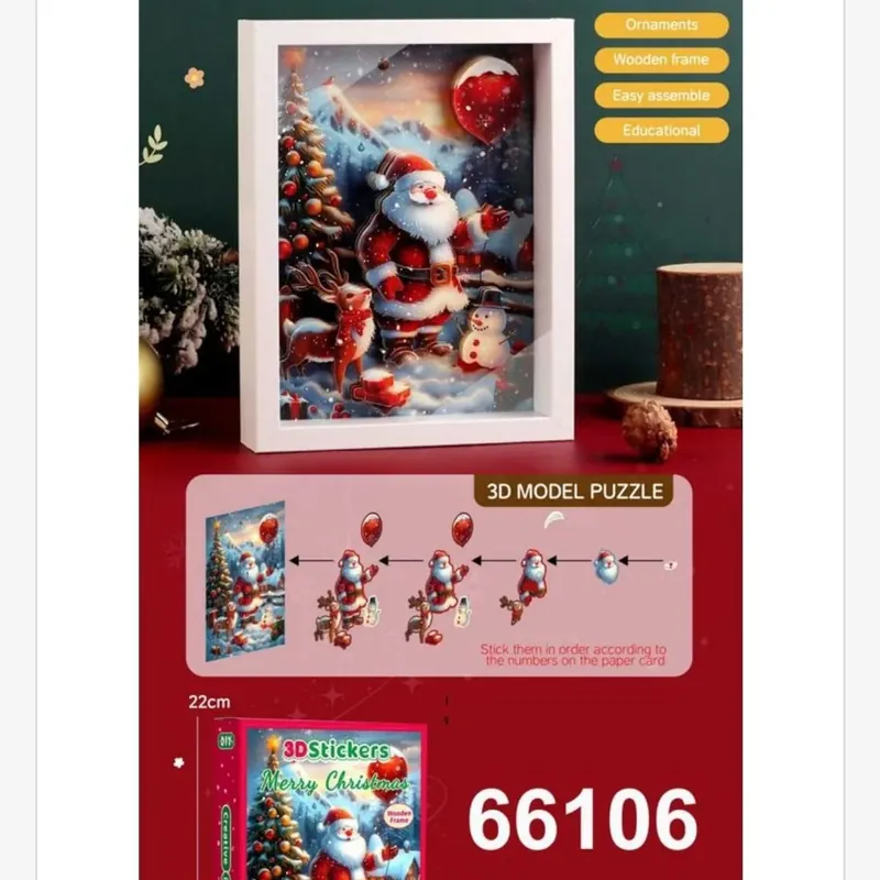 Oferta limitowana Puzzle 3D Sticker Bożonarodzeniowy Santa 22cm