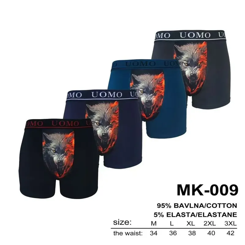 Wyprzedaż Bokserki męskie UOMO z wilkiem MK-009 M-3XL