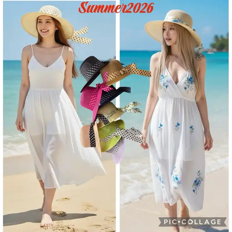 Tani Kapelusze słomkowe plażowe Summer 2026 wielokolorowe