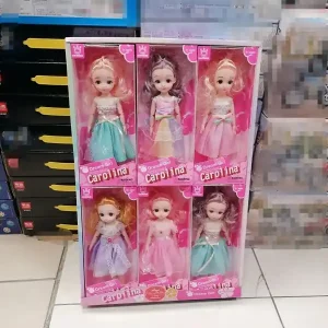 Zestaw 6 lalek Carolina Dream Girl 3+ różnokolorowe sukienki Rabat