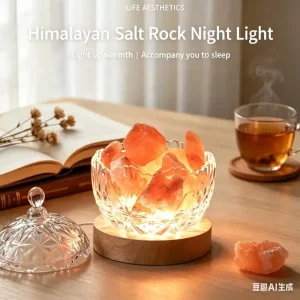 Lampa nocna z soli himalajskiej pomarańczowa Tani