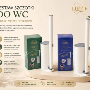 Wysoka jakość Wielofunkcyjna Szczotka do WC LUCCE z Pojemnikiem Biało-Szara