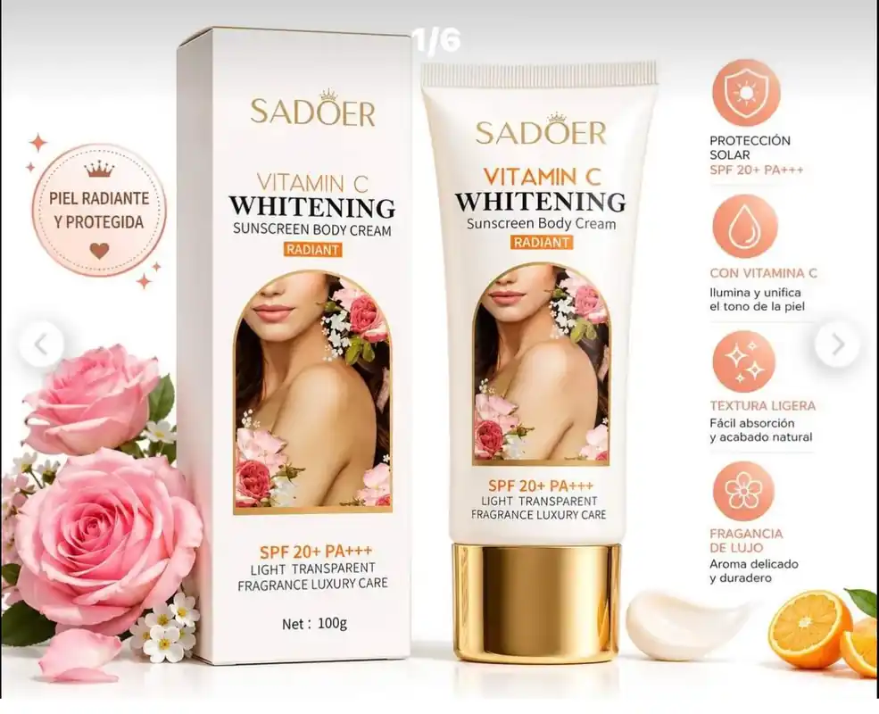 Niska cena Sadoer Rozjaśniający Krem do Ciała z Witaminą C SPF 20+ 100g