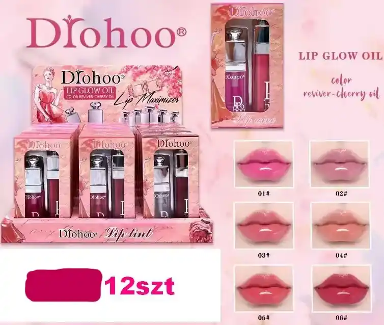 Darmowa dostawa Diohoo Lip Glow Oil Olejek do ust nawilżający zestaw 24 sztuki