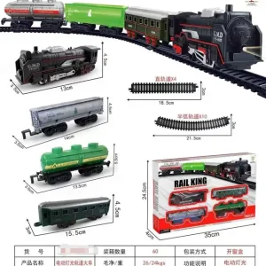 Oferta czasowa Kolejka Elektryczna Rail King z Lokomotywą i Wagonami Zestaw