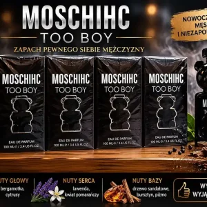 Zniżka Woda perfumowana męska Moschihc Too Boy 100ml czarny flakon