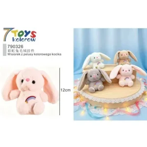 Najlepsza cena Maskotka Królik z Tęczą 12cm Różowy