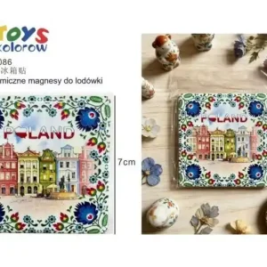 Ceramiczny magnes na lodówkę Poland Folk 7x7cm Wyprzedaż