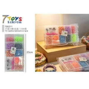 Bezpieczne zakupy Zestaw Gumek do Włosów 1400 szt. w Organizerze 7 Kolorów