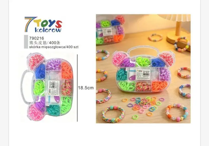 Bezpieczna płatność Zestaw Gumek do Włosów 7TOYS Kolorowych 400 szt. w Pudełku