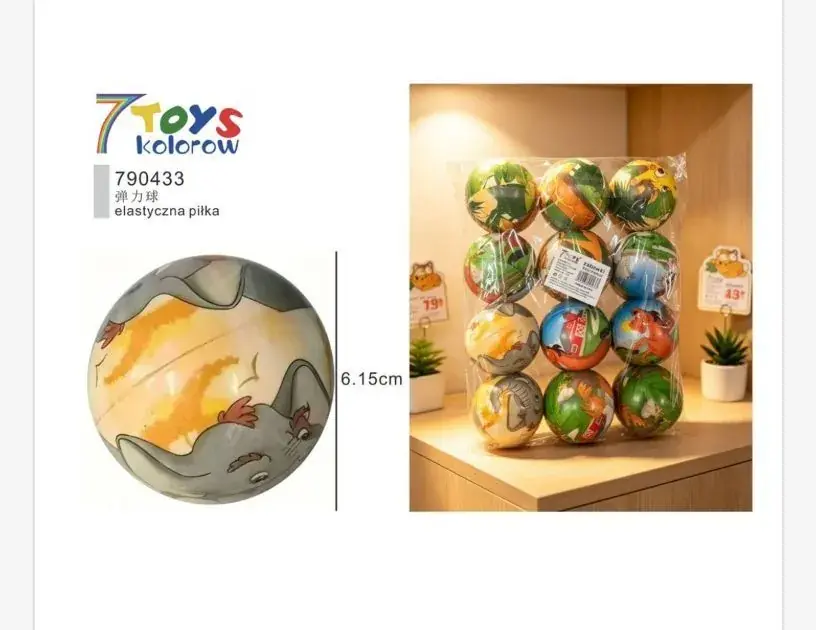 Elastyczna Piłka Gumowa z Dinozaurami 6.15 cm Wyjątkowa oferta