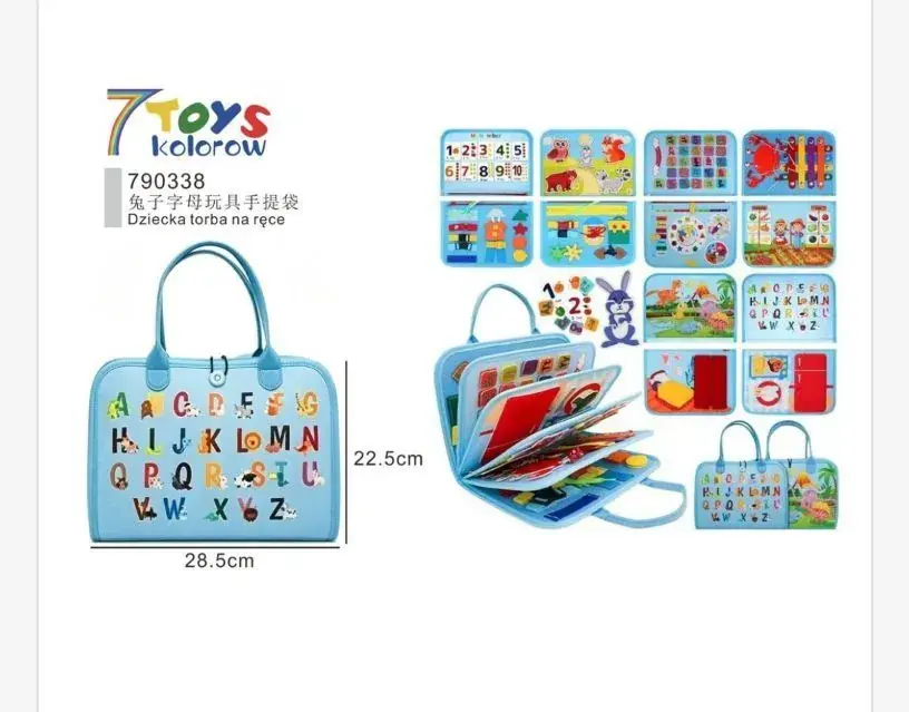 Najlepsza cena Torebka Edukacyjna z Alfabetem Niebieska 28.5x22.5cm