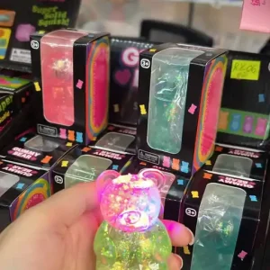Wyjątkowa oferta Świecący Miś Gummy Bear Squeeze Ball Zielony z Brokatem